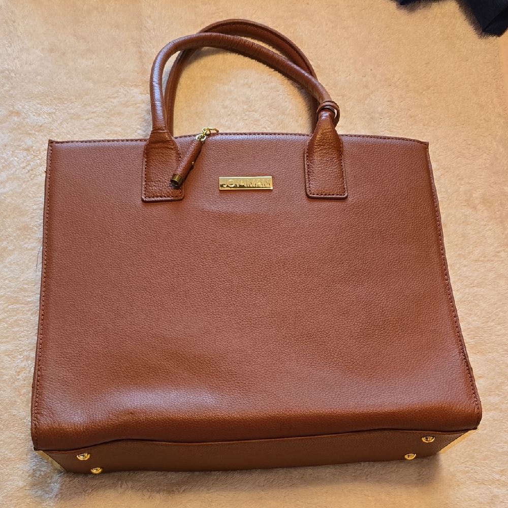 Joy & Iman Brown Tote with Gold Accents